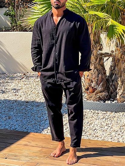 Mens Two-Piece Cotton Set Relaxed Fit Summer Style