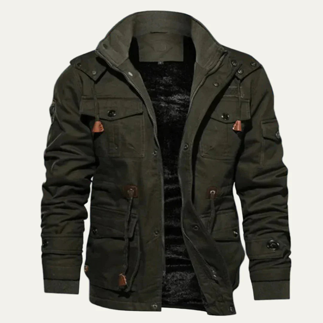 Mens Cargo Jacket Military Style with Multi Pockets