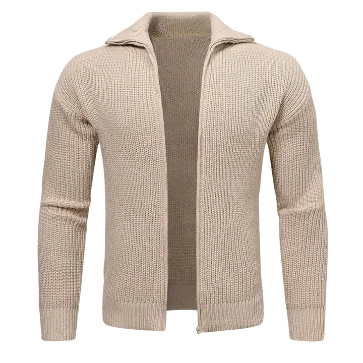 Unisex Zip Cardigan Soft Blend Ribbed Panel Two-Way Zipper - BritishMode
