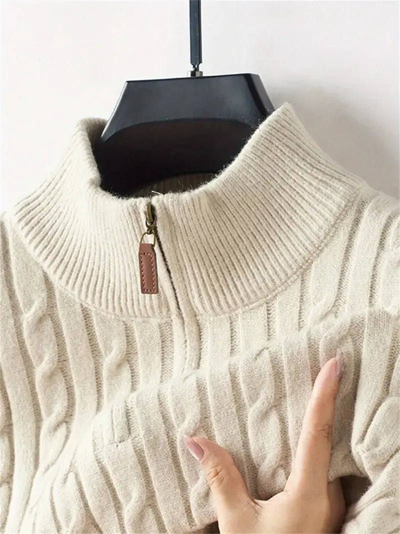 Unisex Zip Sweater Soft-Blend Fabric Flexible Fit Layering