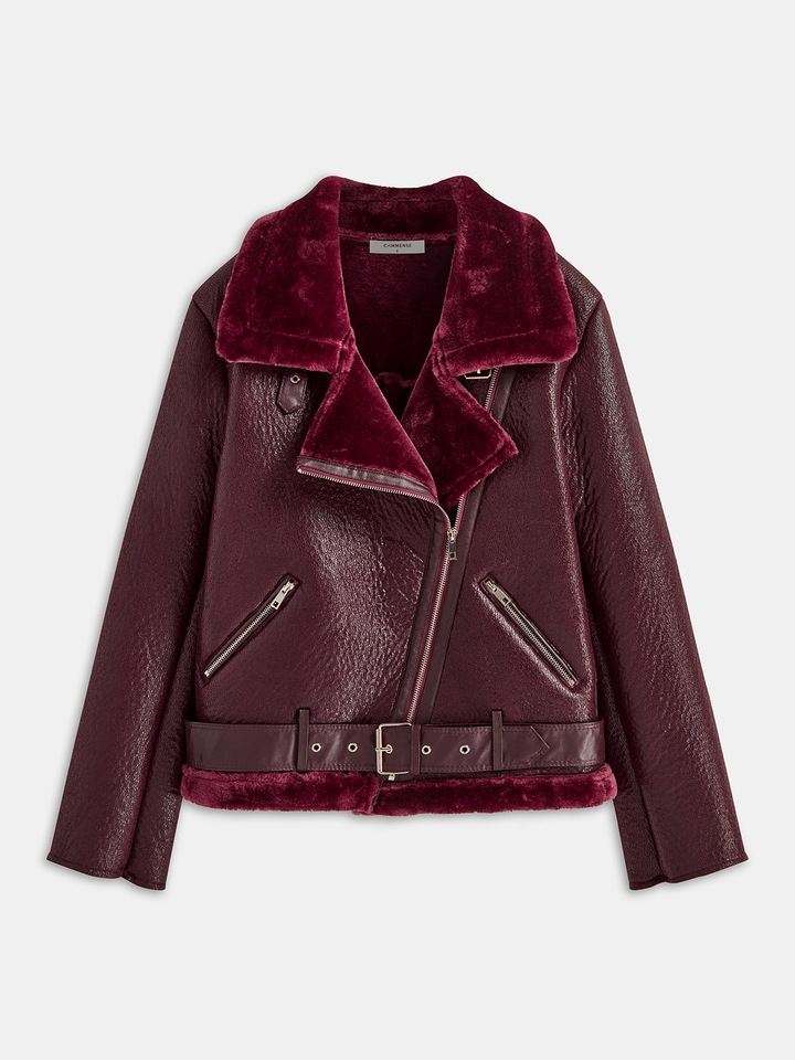 Womens Fleece Jacket with Zipper and Belted Waist Soft Fit