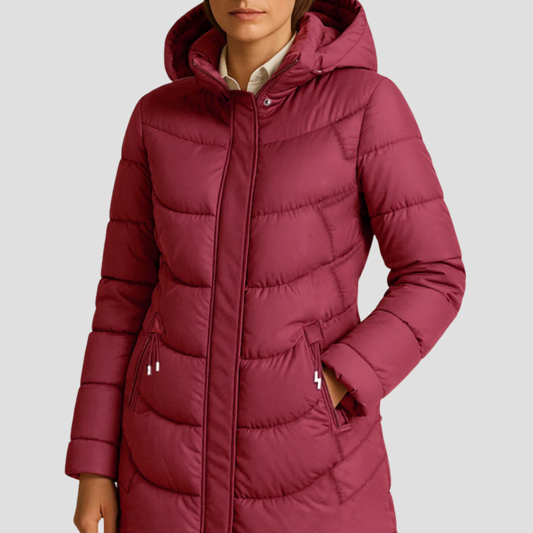 Womens Quilted Parka with Hood Winter Outerwear - BritishMode