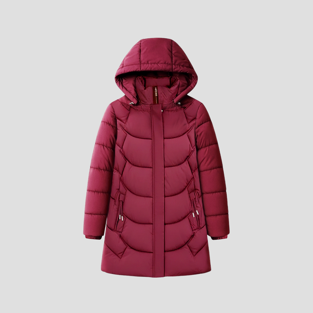 Womens Quilted Parka with Hood Winter Outerwear