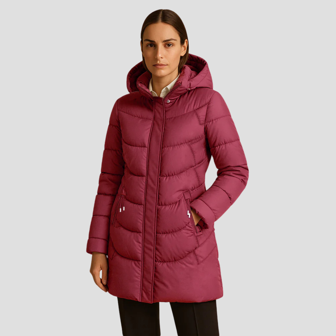 Womens Quilted Parka with Hood Winter Outerwear