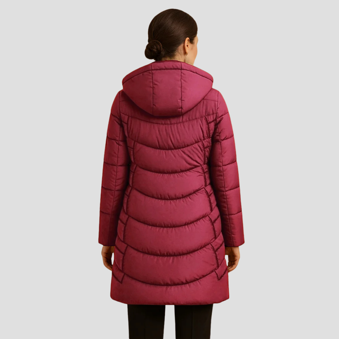 Womens Quilted Parka with Hood Winter Outerwear
