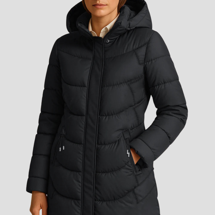 Womens Quilted Parka with Hood Winter Outerwear