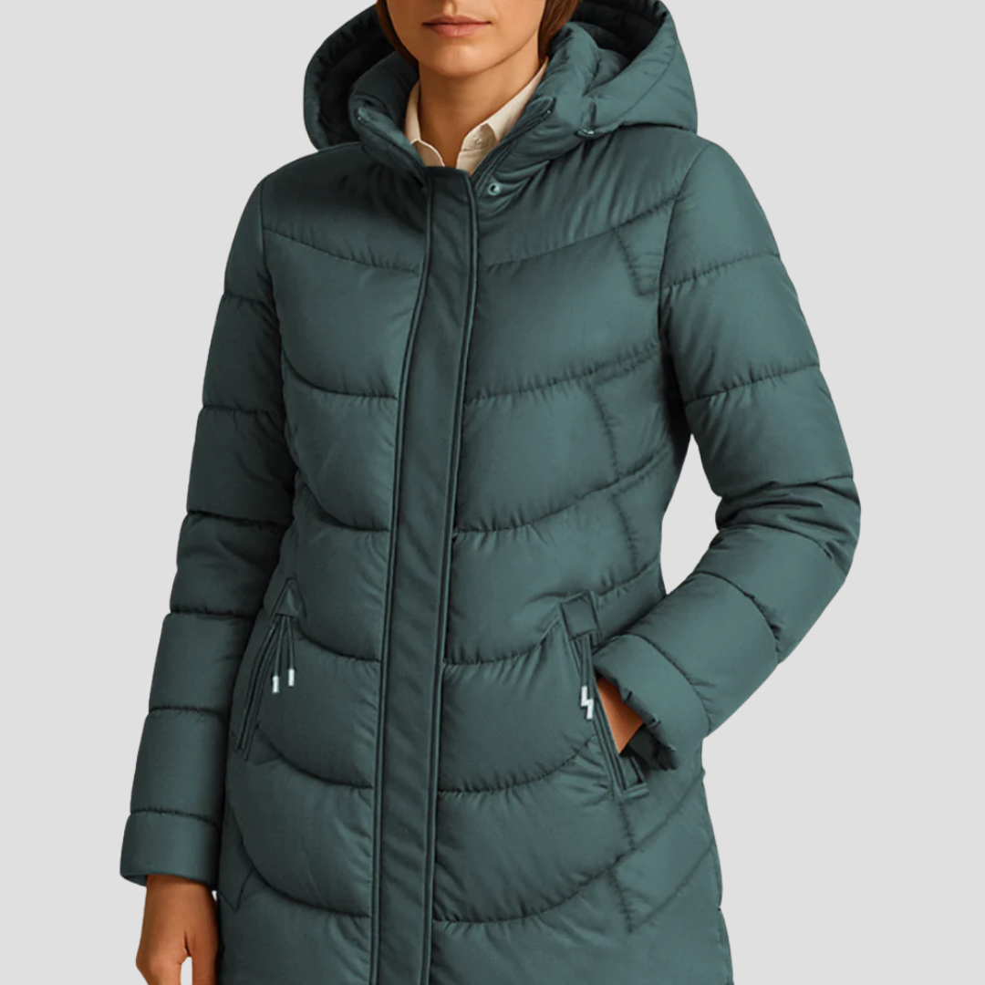 Womens Quilted Parka with Hood Winter Outerwear