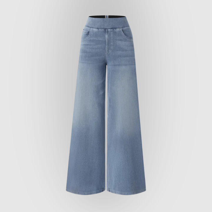 Womens High-Waisted Wide Leg Jeans Stretch Fit
