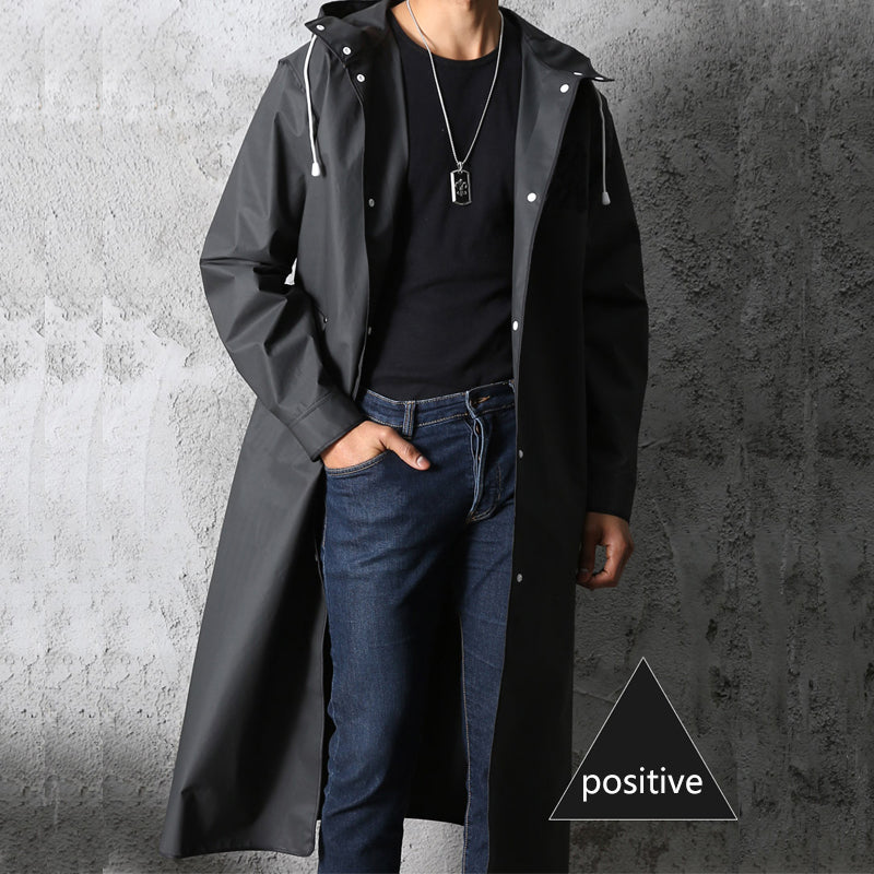 Mens Long Raincoat Waterproof Hooded