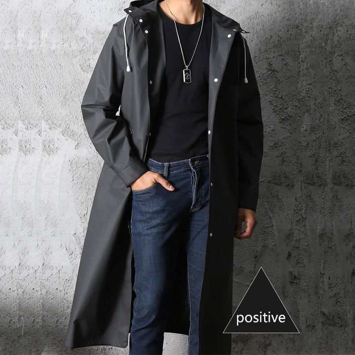 Mens Long Raincoat Waterproof Hooded