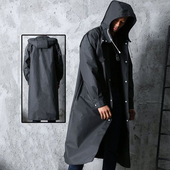 Mens Long Raincoat Waterproof Hooded
