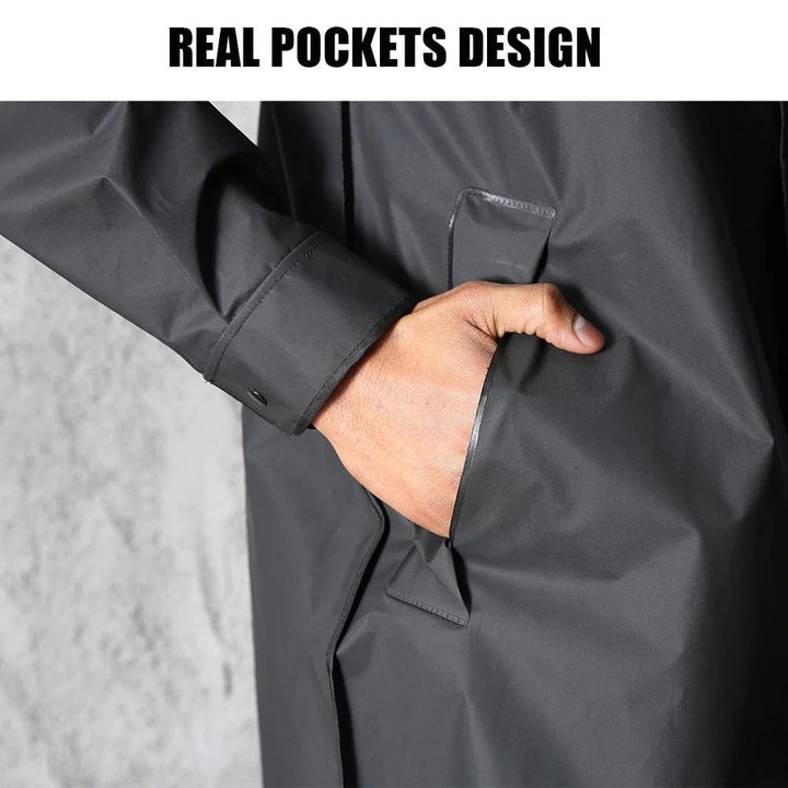 Mens Long Raincoat Waterproof Hooded