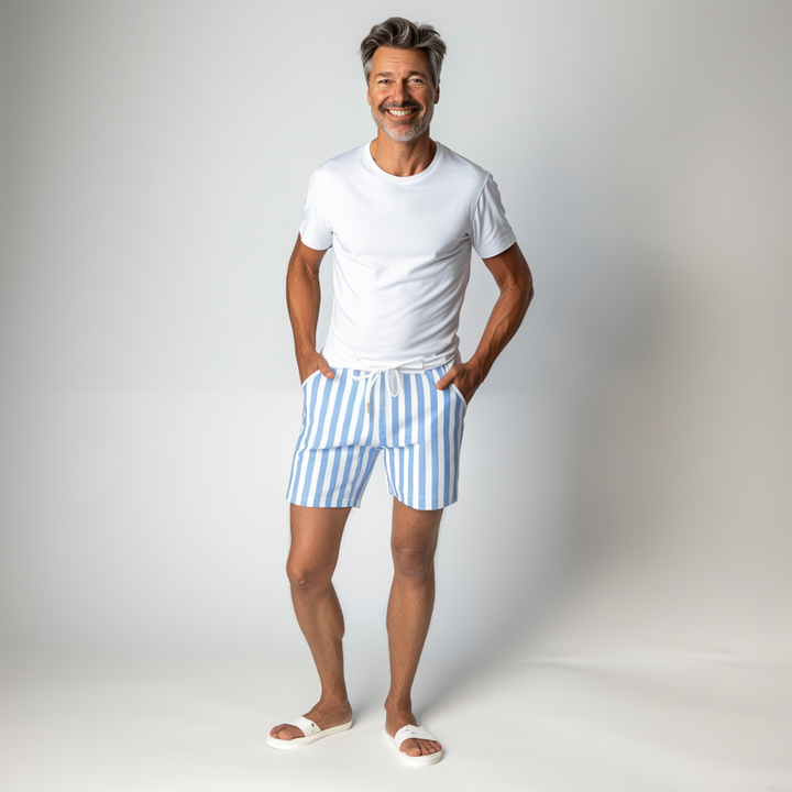 Mens Striped Shorts Lightweight Classic Fit - BritishMode