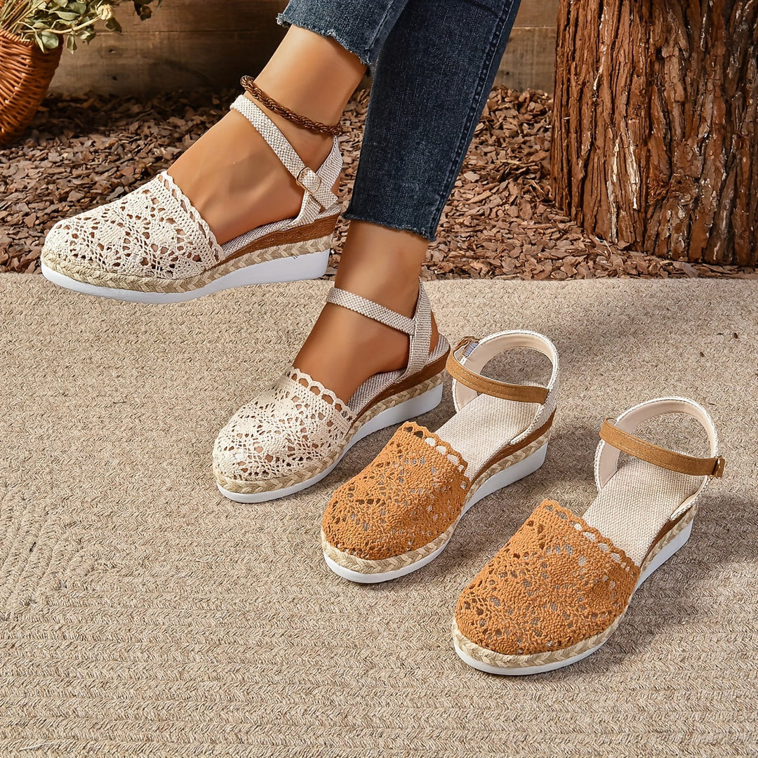 Womens Orthopedic Espadrille Sandals Crochet Adjustable Strap
