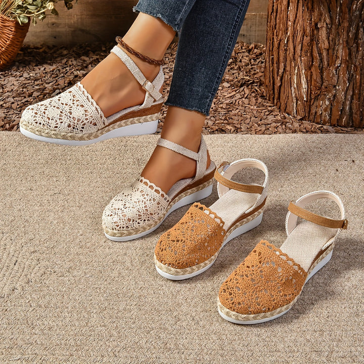 Womens Orthopedic Espadrille Sandals Crochet Adjustable Strap