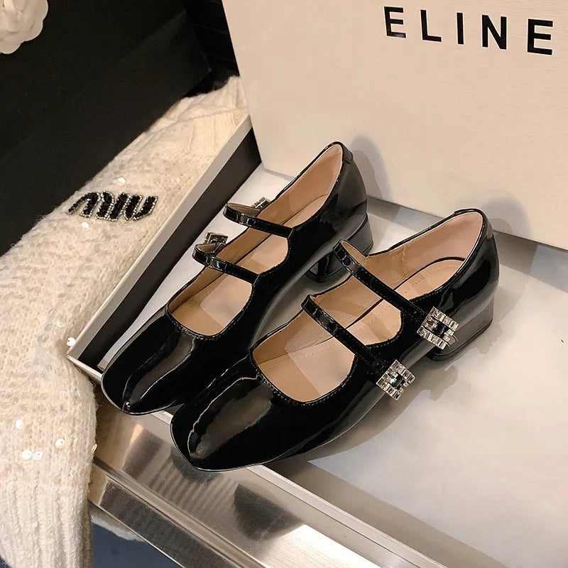 Womens Mary Jane Shoes Thick Heel Classic Style