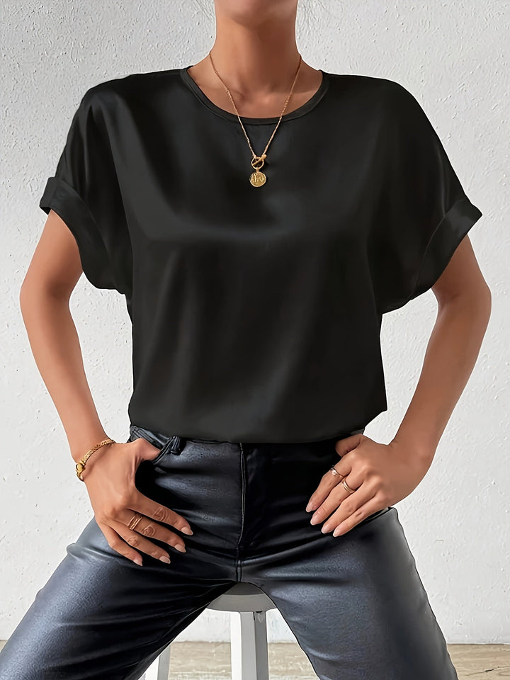 Womens Summer Blouse Linen-Like Fabric Loose Fit Elegant Style