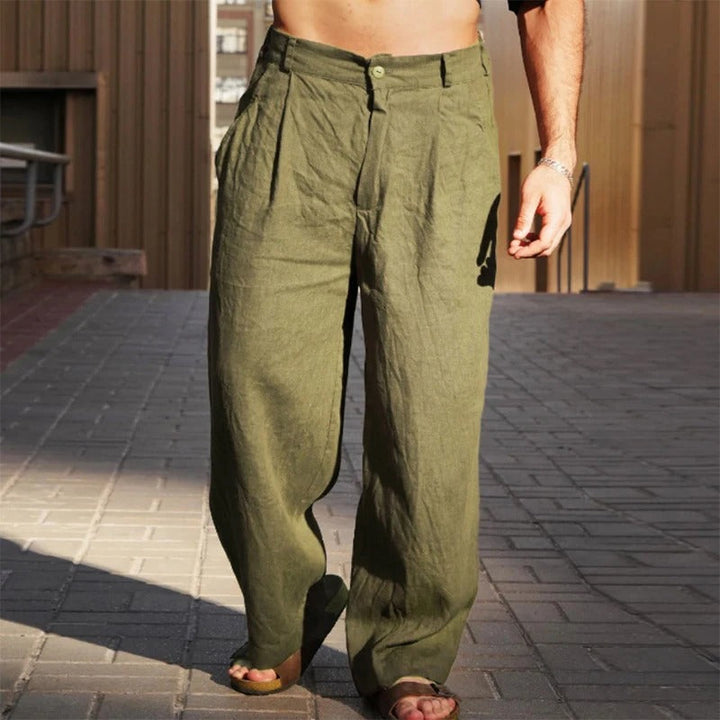 Womens Lightweight Linen Trousers Relaxed Fit - BritishMode