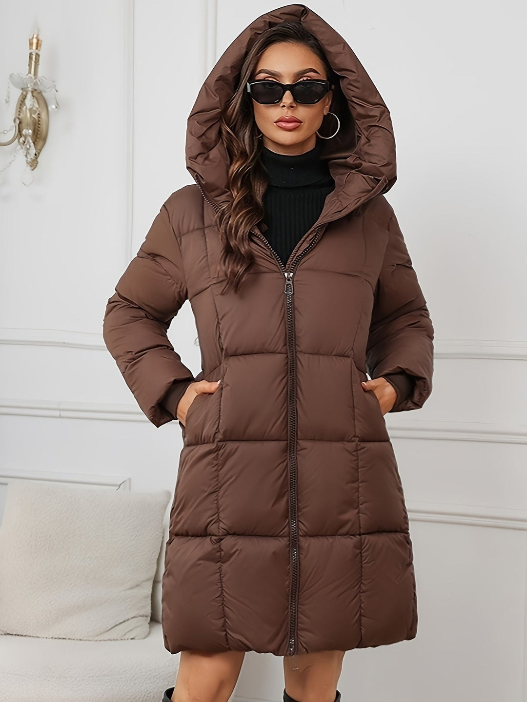 Womens Puffer Coat Insulated Hooded Outdoor Fit - BritishMode