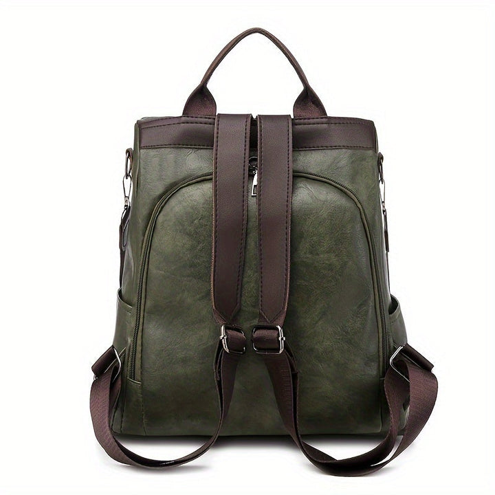 Womens Backpack Vegan PU Leather Secure Design