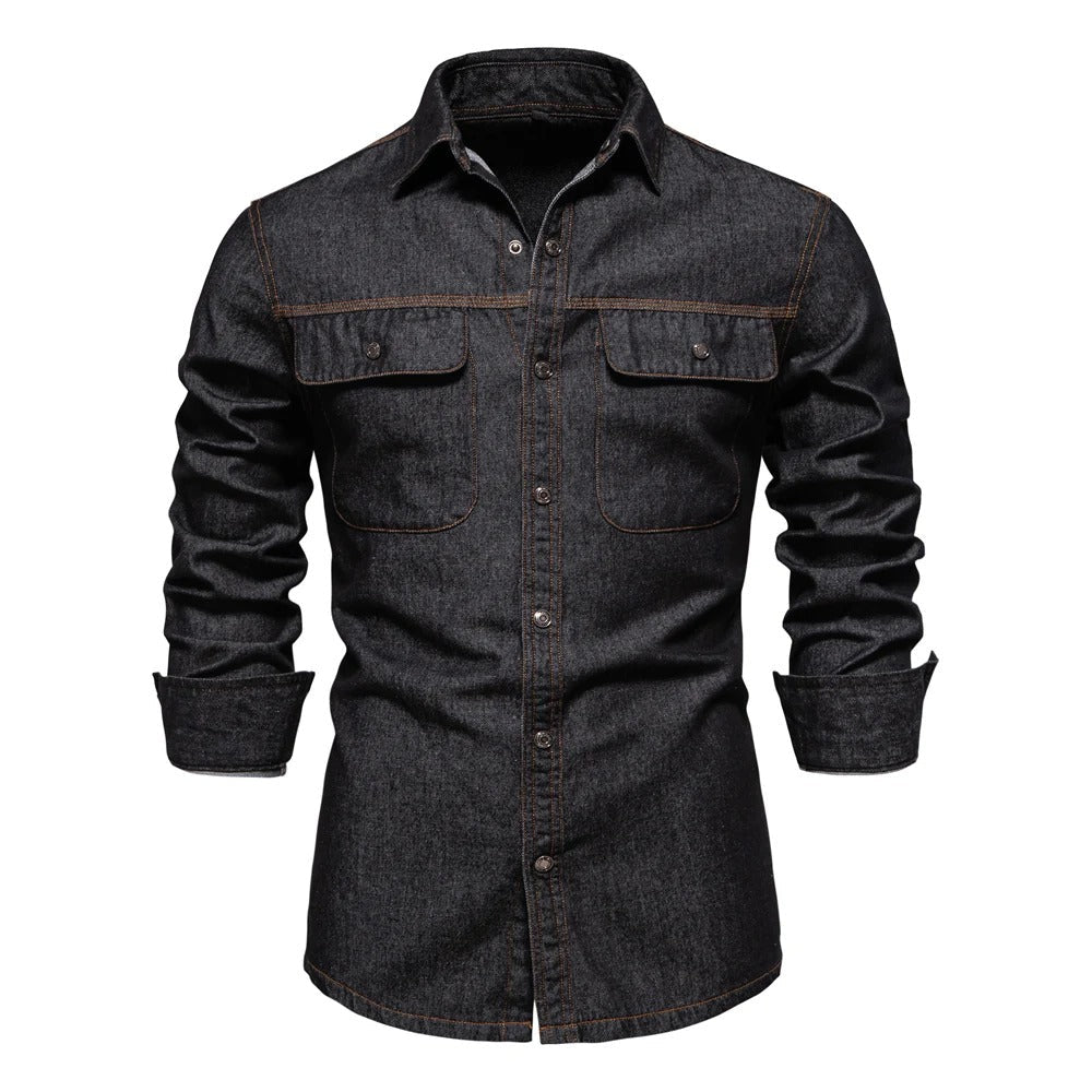 Mens Cotton Jeans Shirt Classic Fit