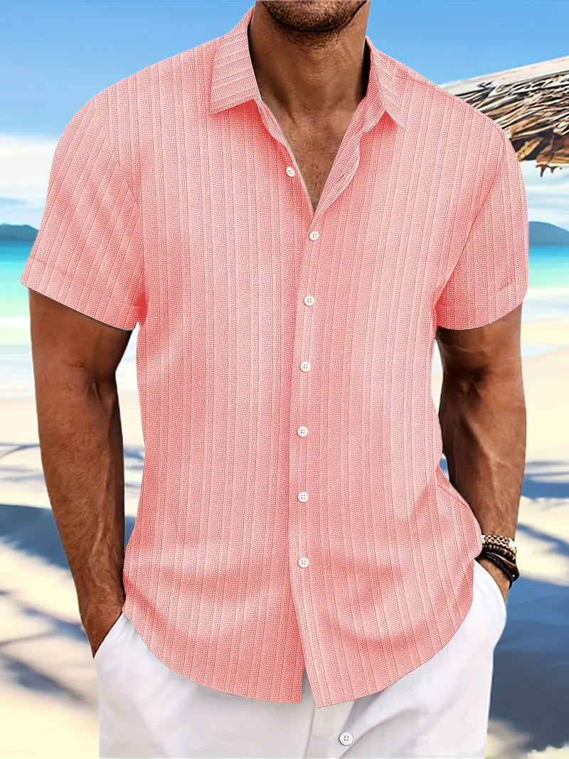 Mens Relaxed Fit Shirt Striped Cotton