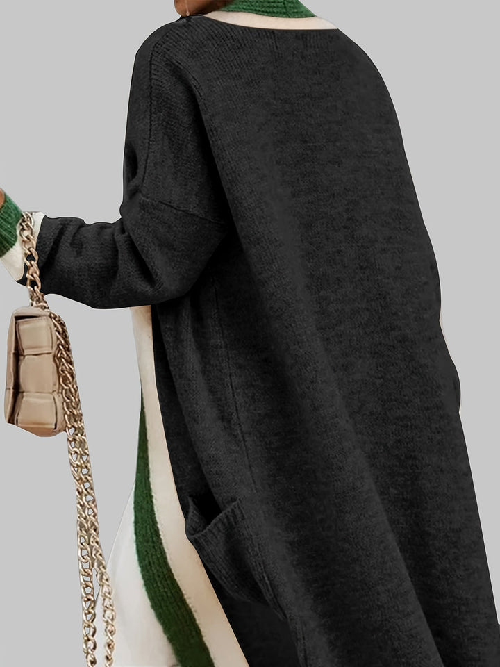 Womens Long Cardigan Vintage Style with Accent Details