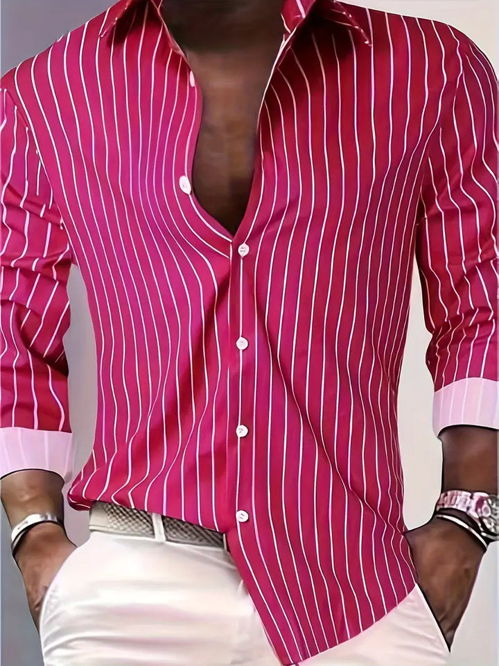 Mens Lightweight Long-Sleeve Button-Down Shirt Regular Fit - BritishMode