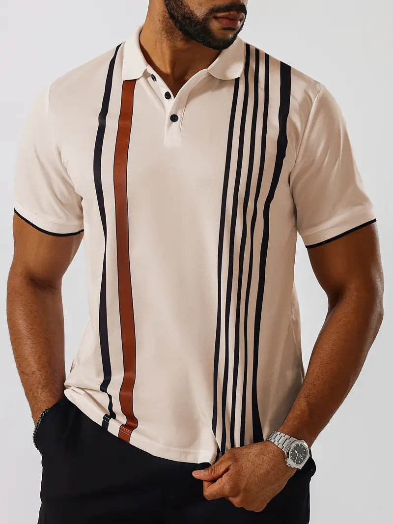 Mens Retro Stripe Cotton T-Shirt Regular Fit