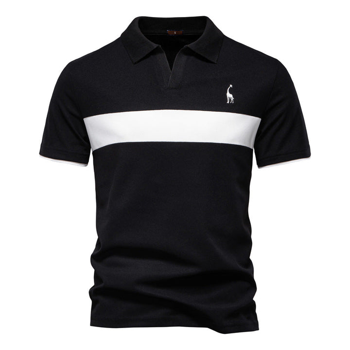 Mens Short Sleeve Polo Shirt with Striped Trim Classic Fit