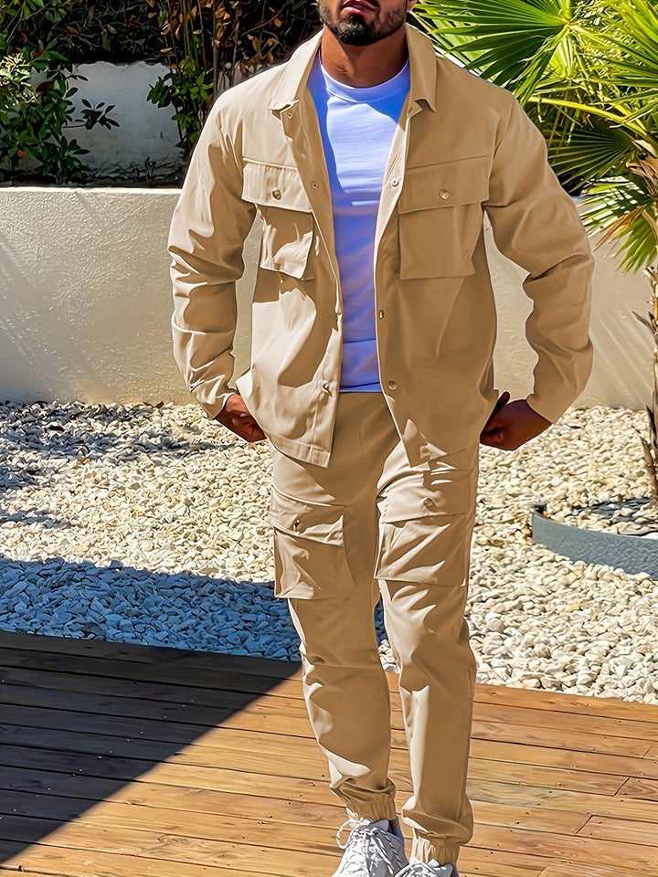 Mens Cotton Zip-Up Tracksuit with Pockets Comfortable Fit - BritishMode