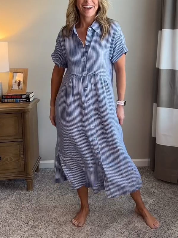 Womens Summer Dress Lightweight Stripe Relaxed Fit