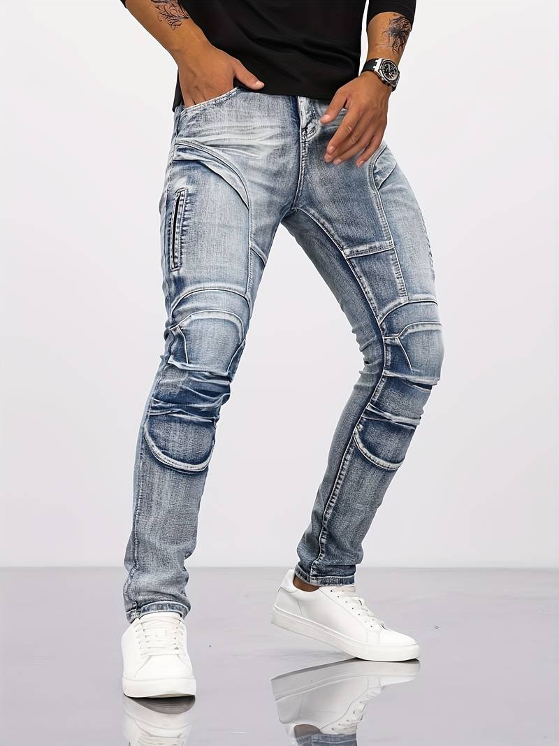 Mens Skinny Biker Jeans Denim Casual Fit - BritishMode