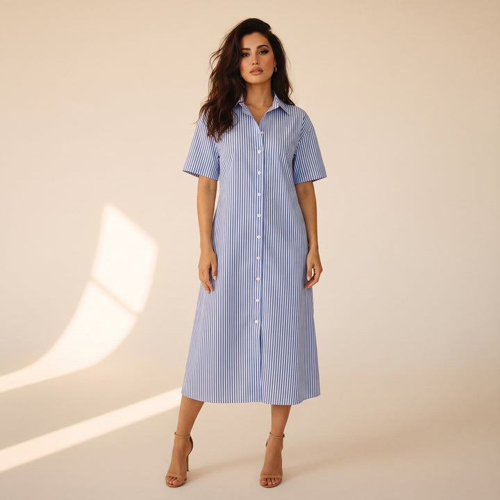 Womens Shirt Dress Poplin Relaxed Fit - BritishMode