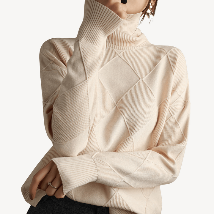 Womens Knit Turtleneck Sweater Slim Fit - BritishMode