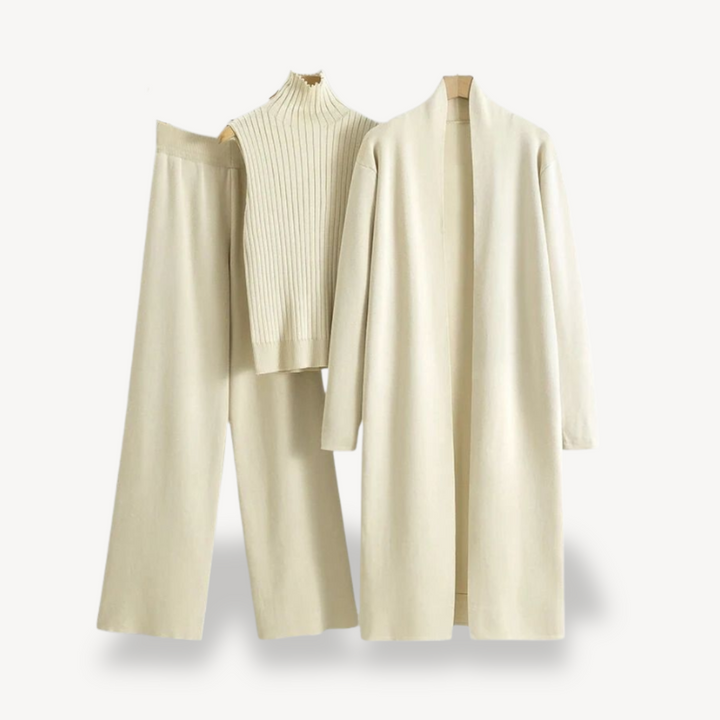Womens Ribbed Knit Set Three-Piece Comfortable Fit