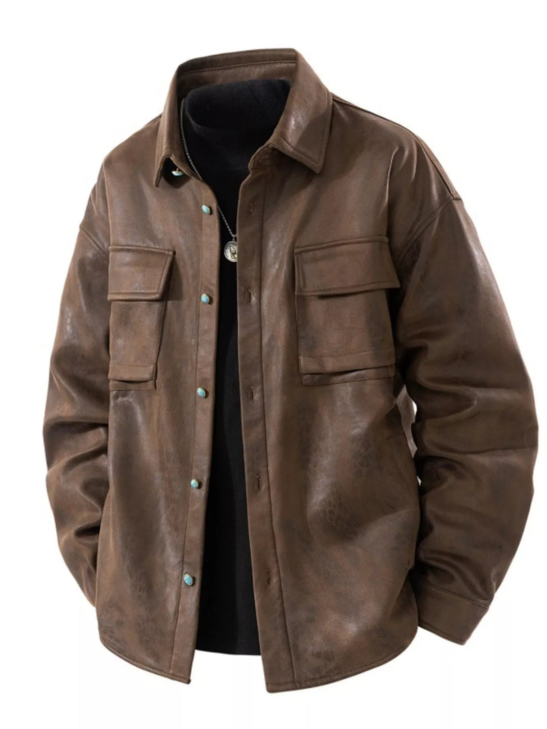 Mens Casual Button-Down Coat Relaxed Fit