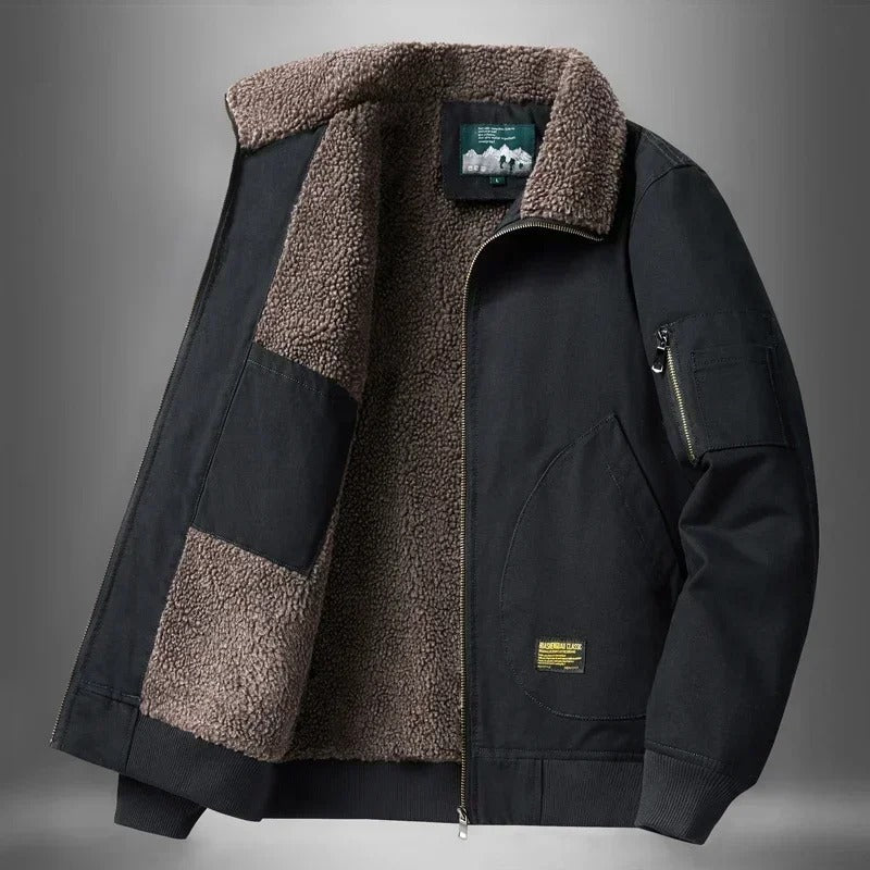 Mens Leather Jacket with Fleece Lining Warm Fit - BritishMode