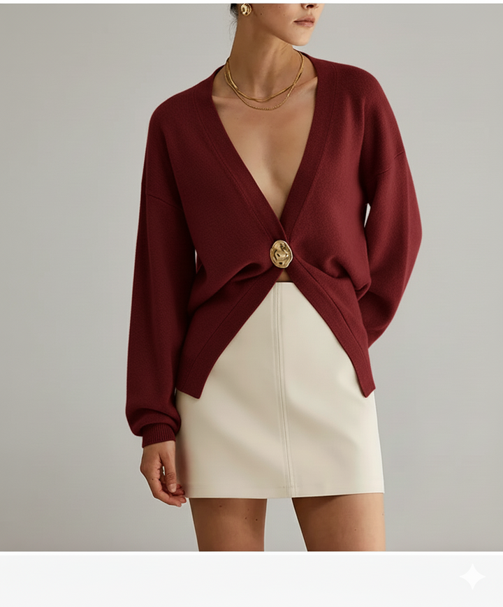 Womens V-Neck Sweater Cardigan Buttoned Elegant Fit
