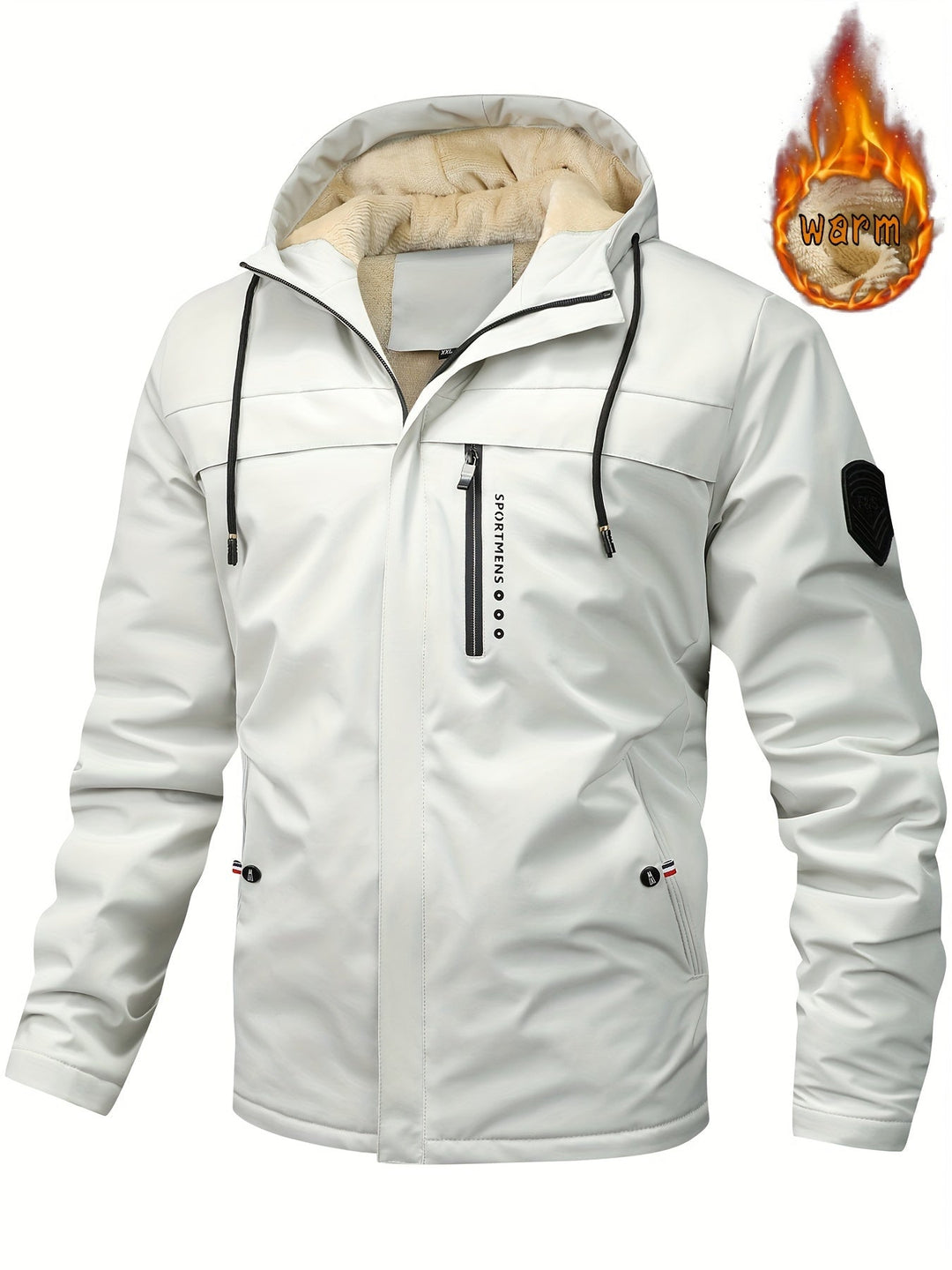 Mens Outdoor Jacket Waterproof Fleece Hooded