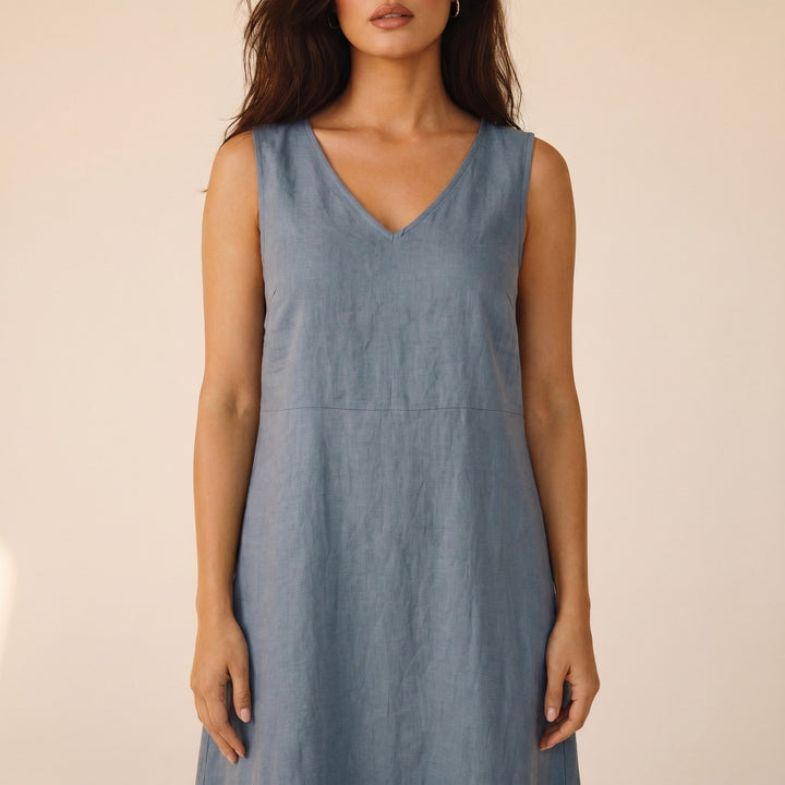 Bellamy | Women's Linen A-Line Midi Dress - view 3