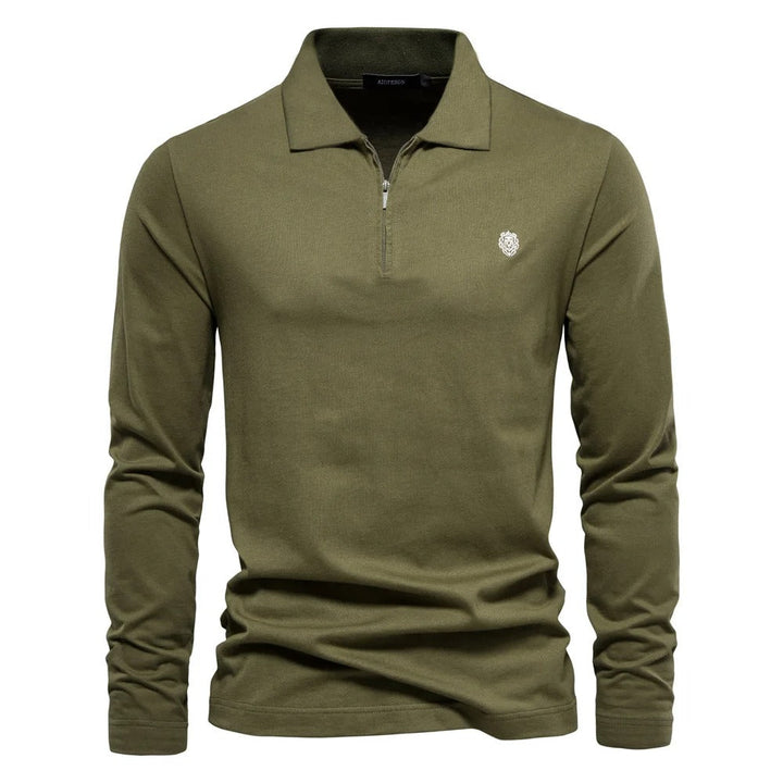 Mens Long Sleeve Polo Shirt with Zip Closure