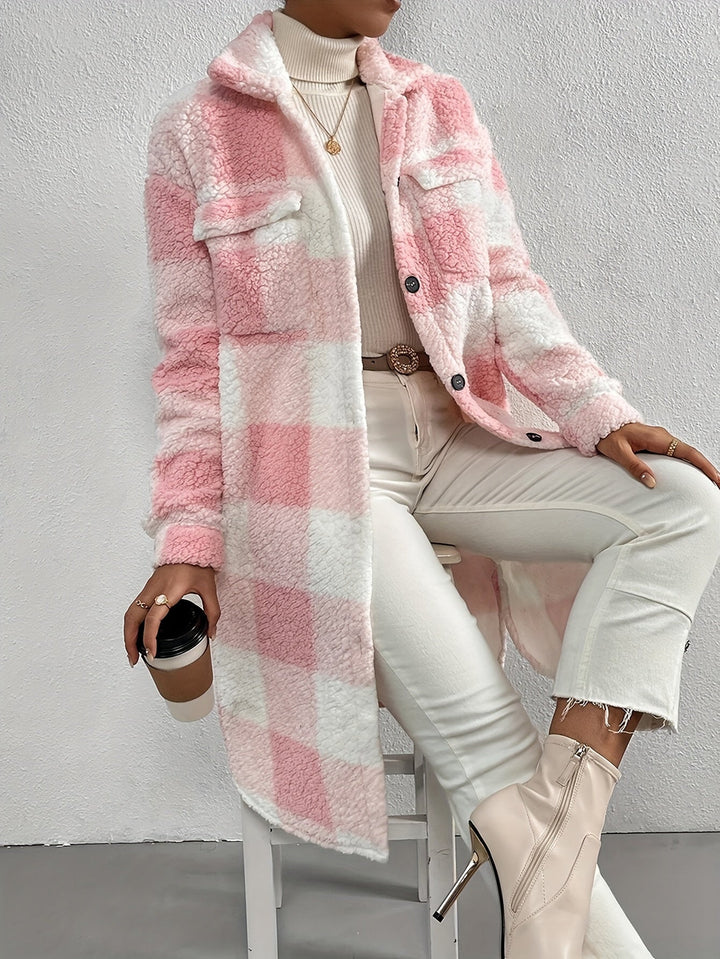 Womens Long Button Coat Relaxed Fit - BritishMode