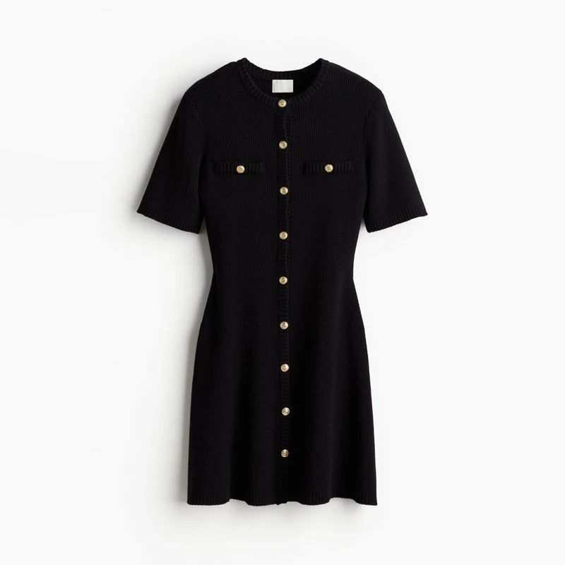 Womens Button Front Dress Short Sleeve Classic Fit - BritishMode