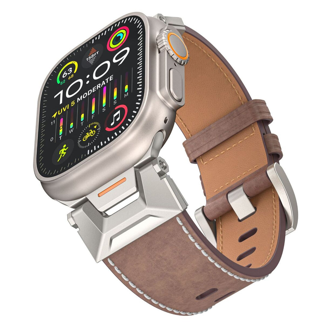Unisex Apple Watch Strap Rubber Leather Hybrid Adjustable