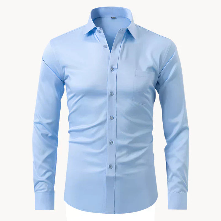Mens Long Sleeve Shirt Stretch Business Casual Fit - BritishMode