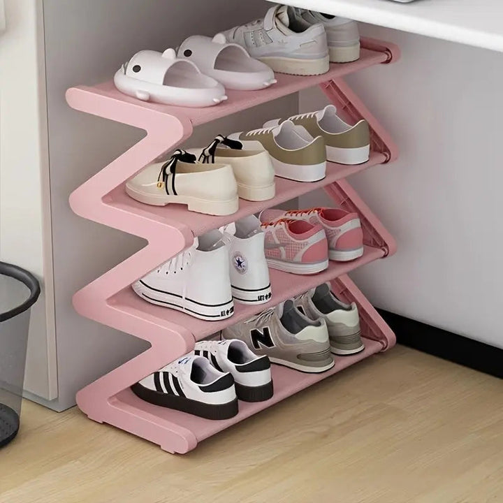 Stackable 4-Tier Shoe Rack Z-Shaped Storage Organizer - BritishMode