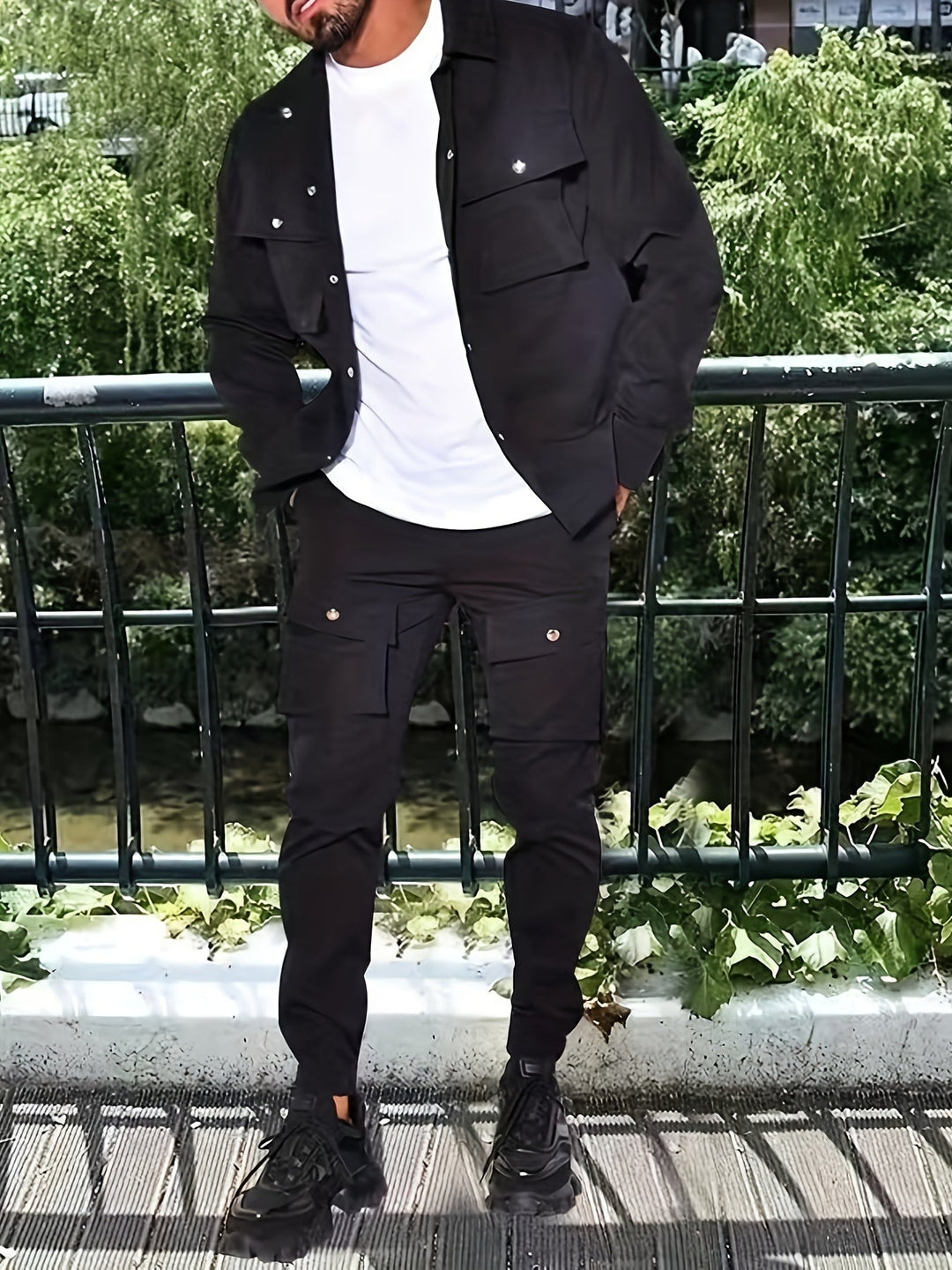 Mens Cotton Zip-Up Tracksuit with Pockets Comfortable Fit