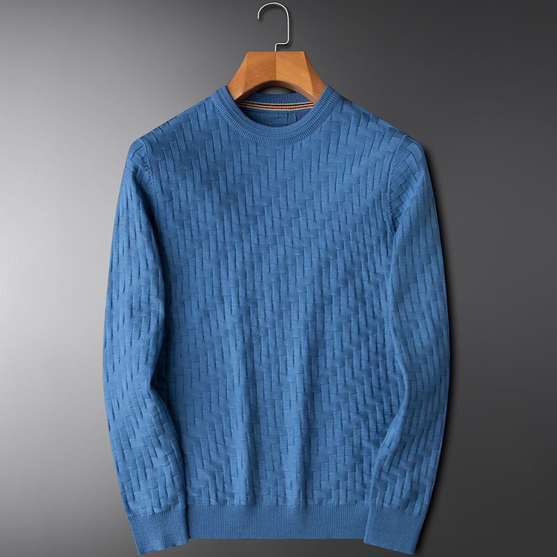 Mens Crew Neck Sweater Wool Blend Warm Fit