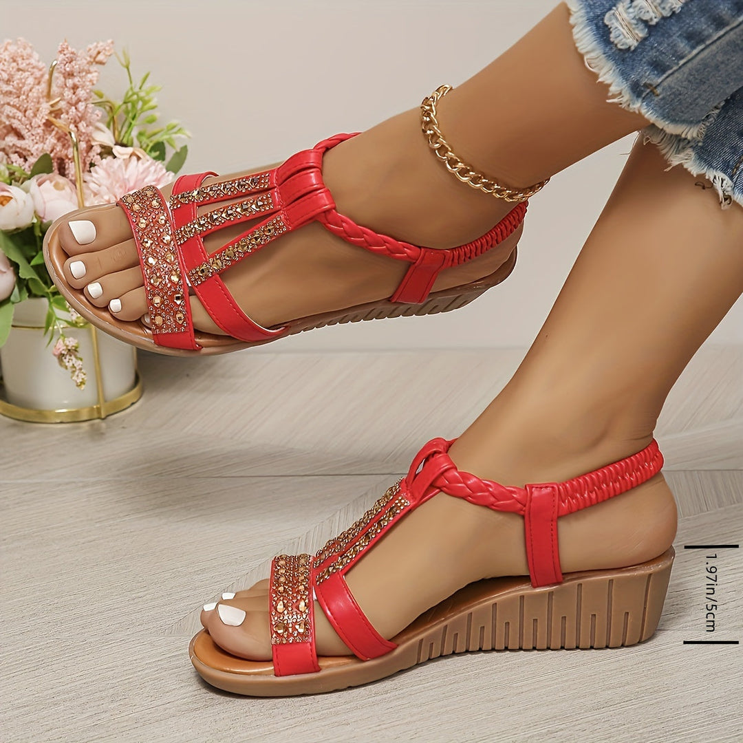 Womens Orthopaedic Wedge Sandals Ankle Strap Embellished